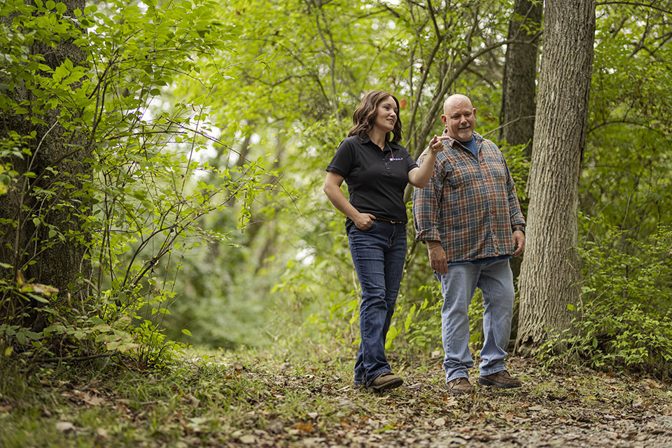 Dough Rabe and Rural 1st Loan Officer Walk Land at Walnut Ridge