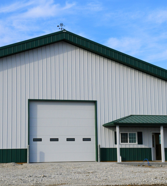 Metal pole barn shop.